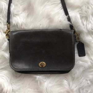 Vintage dark olive / dark grey coach bag